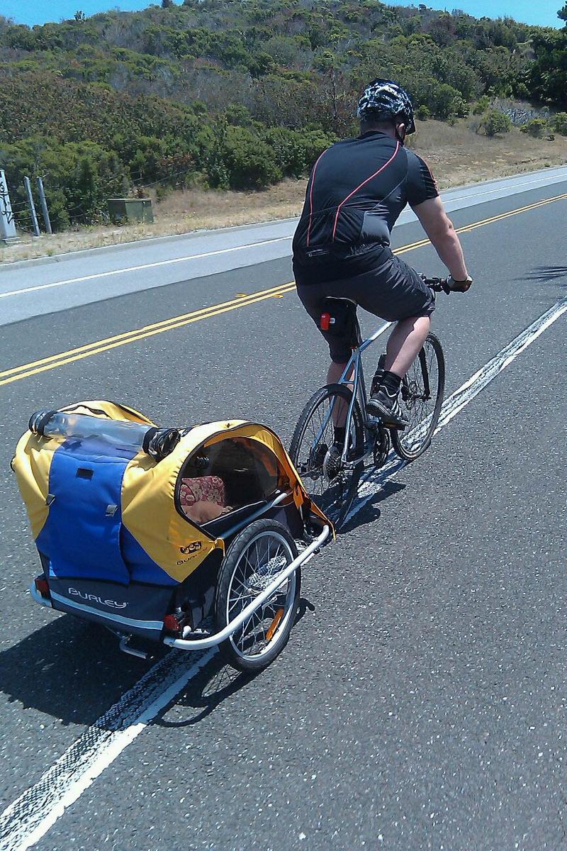 Pulling a baby in a bike trailer